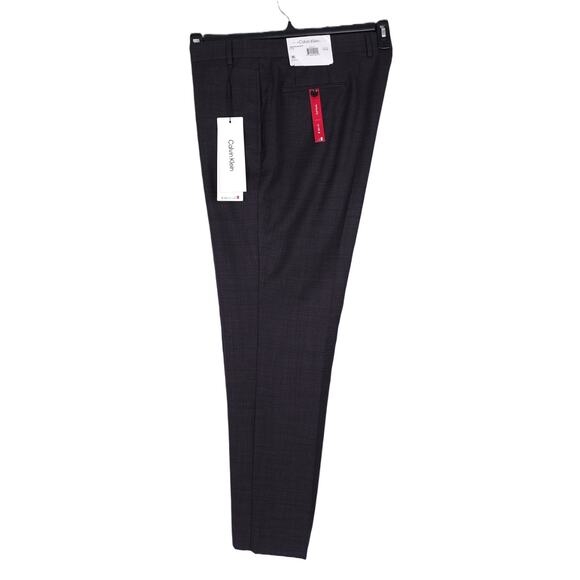 Calvin Klein Men's Slim-Fit Stretch Wool Suit Pants Burgundy Birdseye 42x30 NWT - Picture 4 of 6